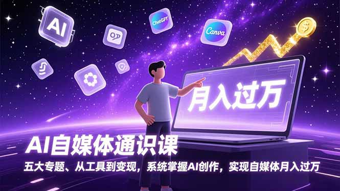 AI自媒体通识课,五大专题、从工具到变现,系统掌握AI创作,实现自媒体月入过万-副业网