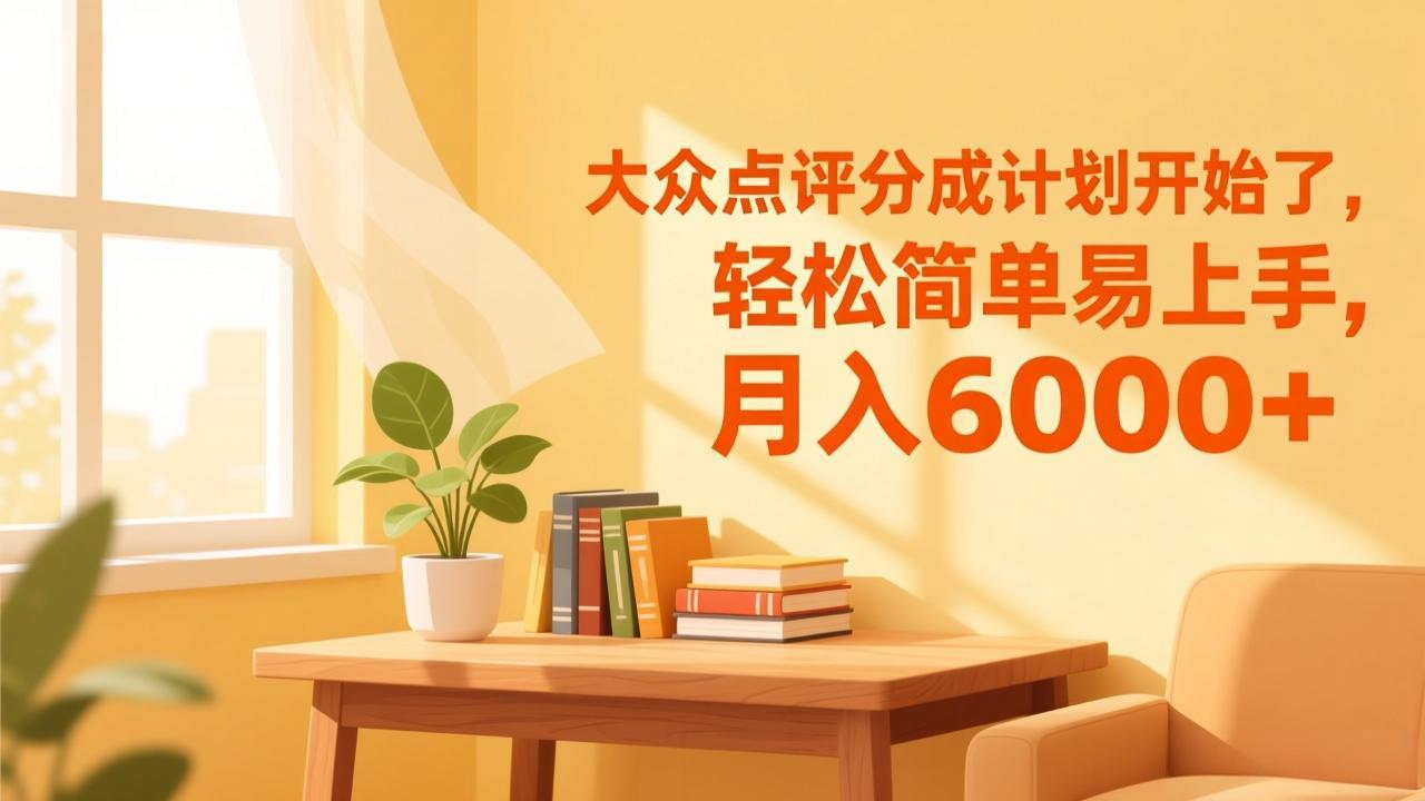 大众点评分成计划开始了，轻松简单易上手，月入6000+-副业网