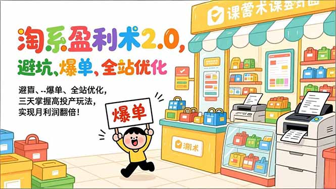 淘系盈利术2.0,避坑、爆单、全站优化,三天掌握高投产玩法,实现月利润翻倍!-副业网