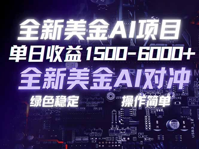 美金AI对冲项目，日入1500-6000+，绿色稳定，操作简单，创业副业首选，可批量放大-副业网