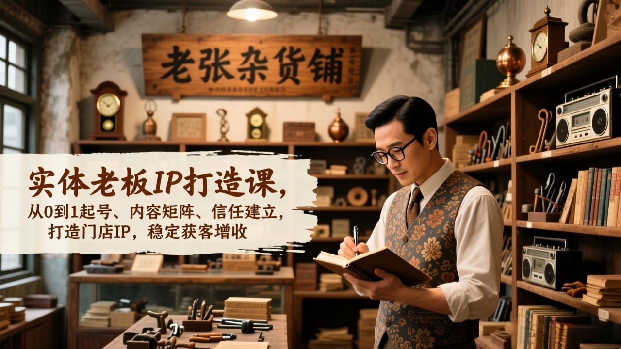 实体老板IP打造课,从0到1起号、内容矩阵、信任建立,打造门店IP,稳定获客增收-副业网