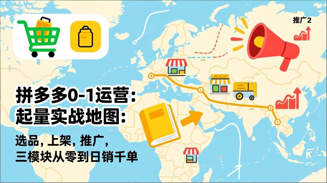 拼多多0-1运营：起量实战地图：选品，上架，推广，三模块从零到日销千单-副业网
