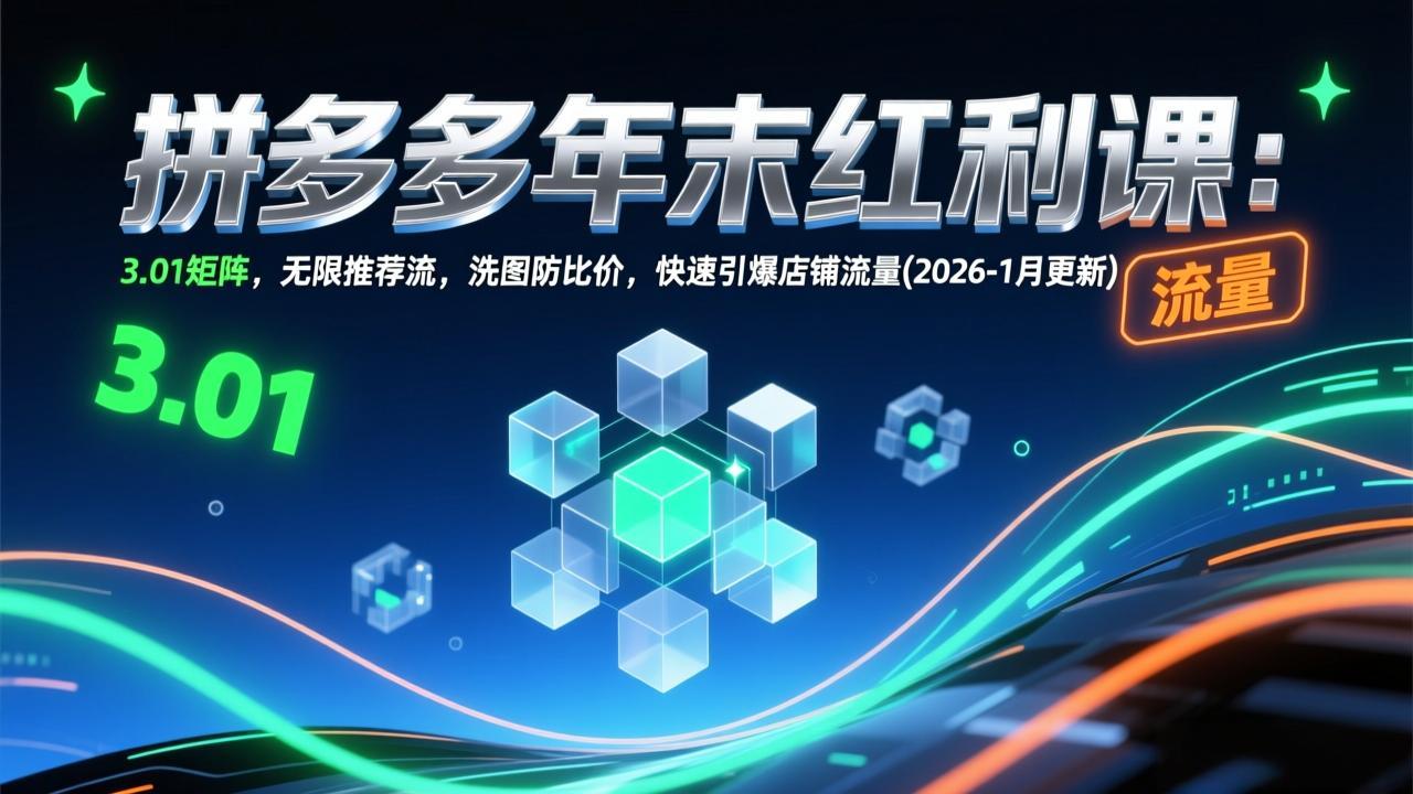 拼多多年末红利课：3.01矩阵，无限推荐流，洗图防比价，快速引爆店铺流量(2026-1月更新-副业网
