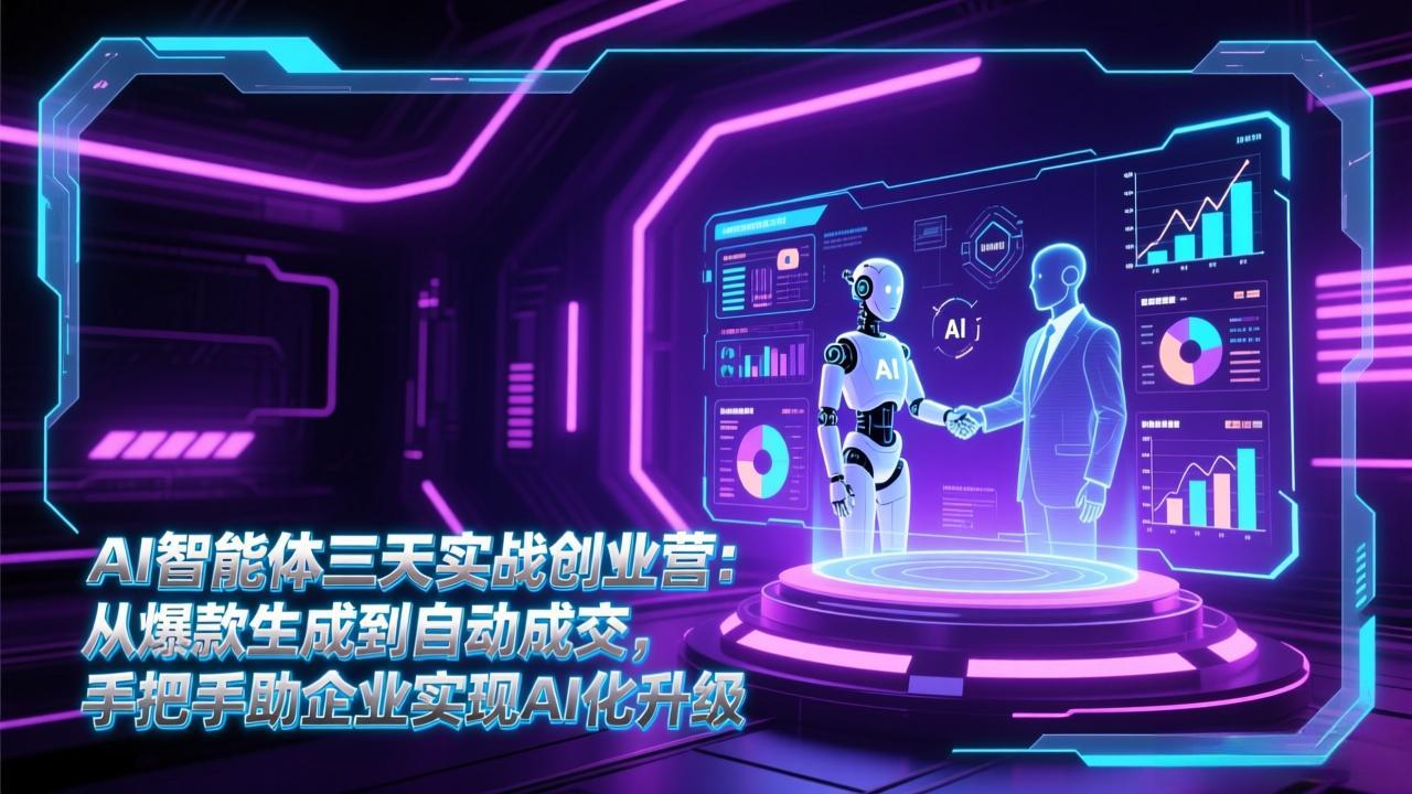 AI智能体三天实战创业营：从爆款生成到自动成交，手把手助企业实现AI化升级-副业网