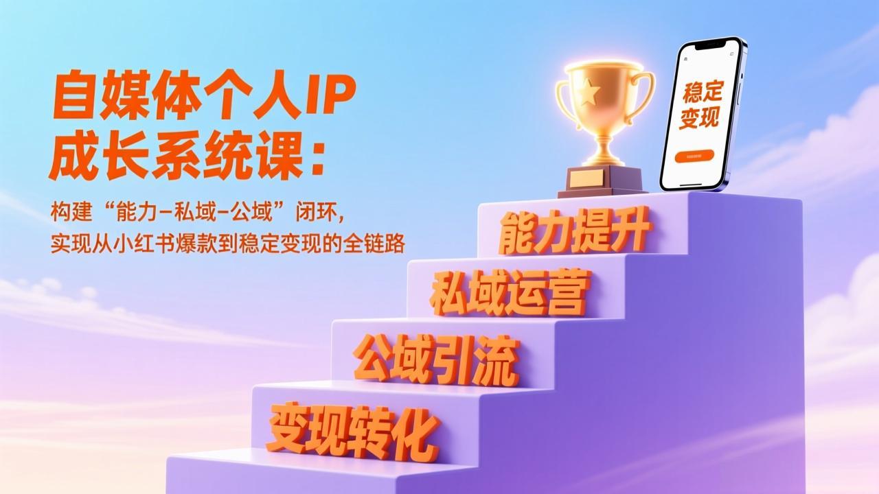 自媒体个人IP成长系统课:构建“能力-私域-公域”闭环,实现从小红书爆款到稳定变现的全链路-副业网