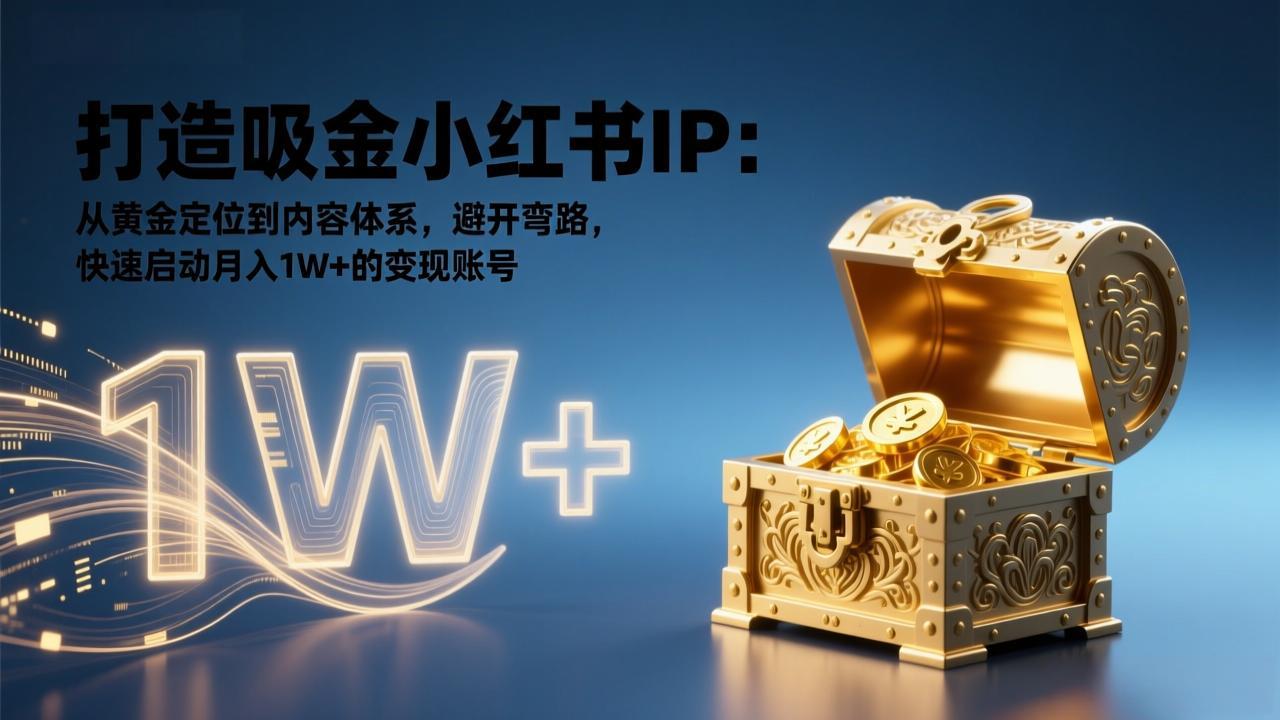 打造吸金小红书IP:从黄金定位到内容体系,避开弯路,快速启动月入1W+的变现账号-副业网