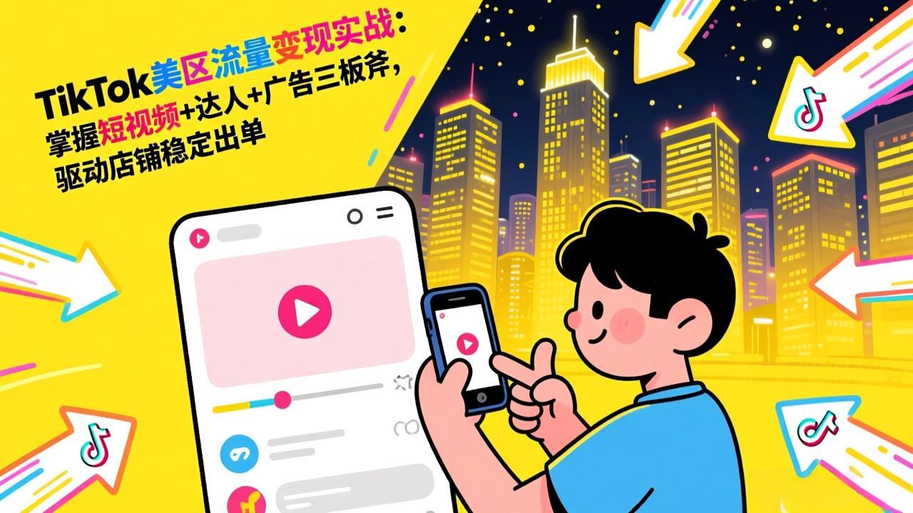 TikTok美区流量变现实战：掌握短视频+达人+广告三板斧，驱动店铺稳定出单-副业网