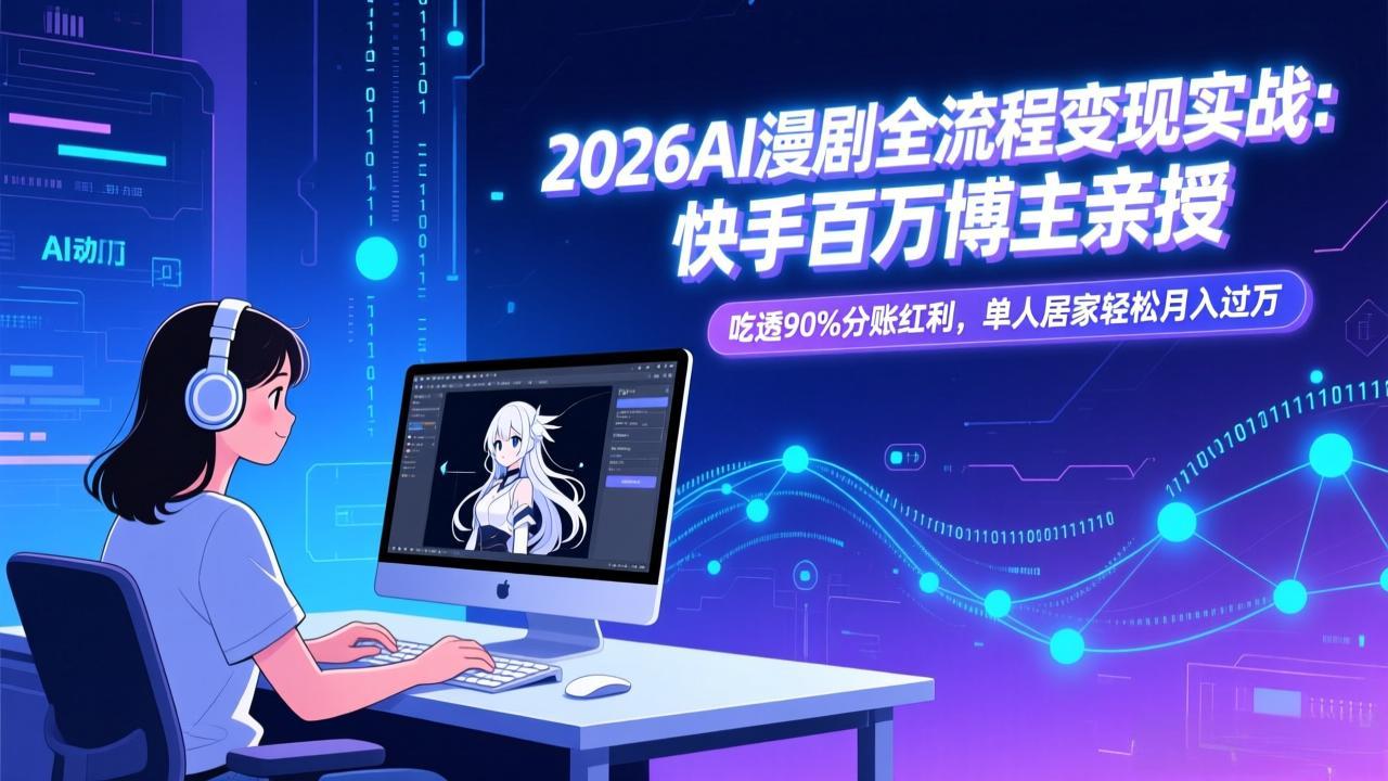 2026AI漫剧全流程变现实战:快手百万博主亲授,吃透90%分账红利,单人居家轻松月入过万-副业网