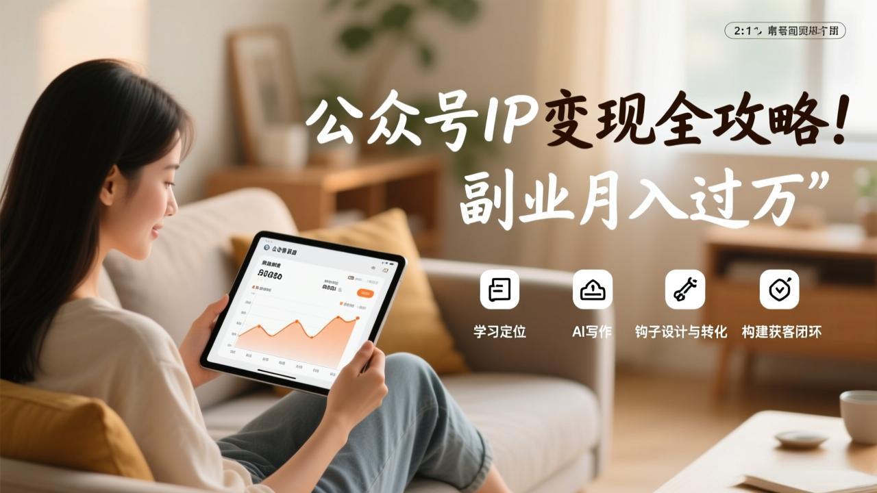 公众号IP变现全攻略,学习定位、AI写作、钩子设计与转化,构建获客闭环,副业月入过万-副业网