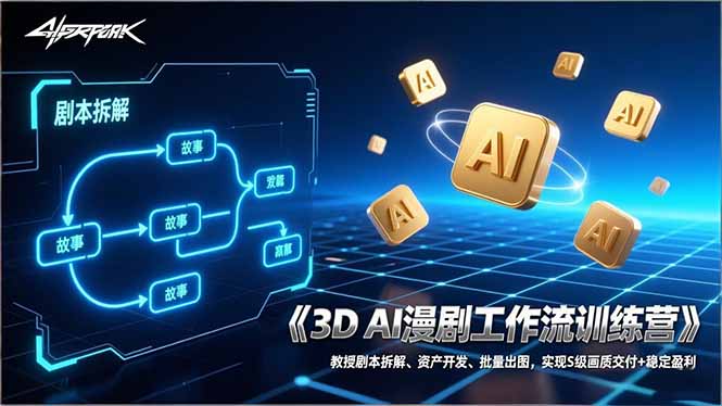 3D AI漫剧工作流训练营:教授剧本拆解、资产开发、批量出图,实现S级画质交付+稳定盈利-副业网