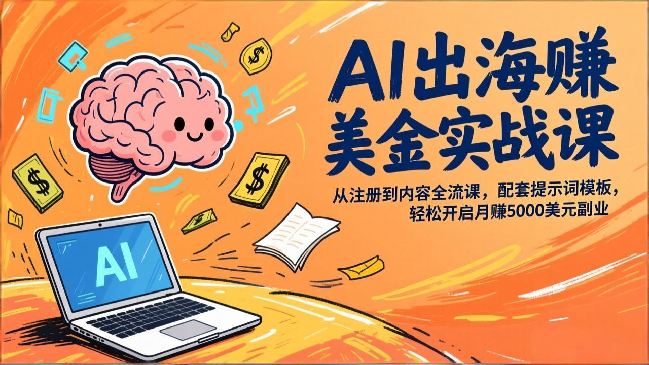 AI出海赚美金实战课,从注册到内容全流程,配套提示词模板,轻松开启月赚5000美元副业-副业网