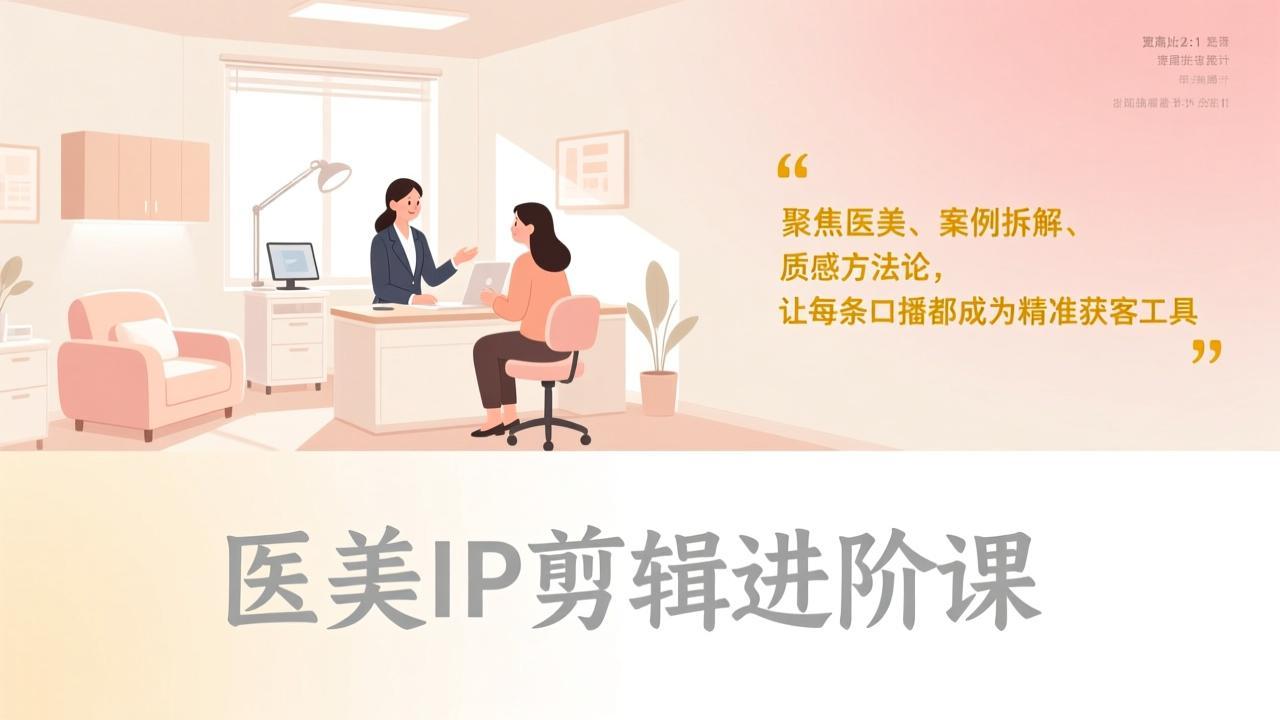 医美IP剪辑进阶课,聚焦医美、案例拆解、质感方法论,让每条口播都成为精准获客工具-副业网