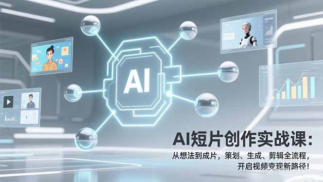 AI短片创作实战课：从想法到成片，策划、生成、剪辑全流程，开启视频变现新路径！-副业网