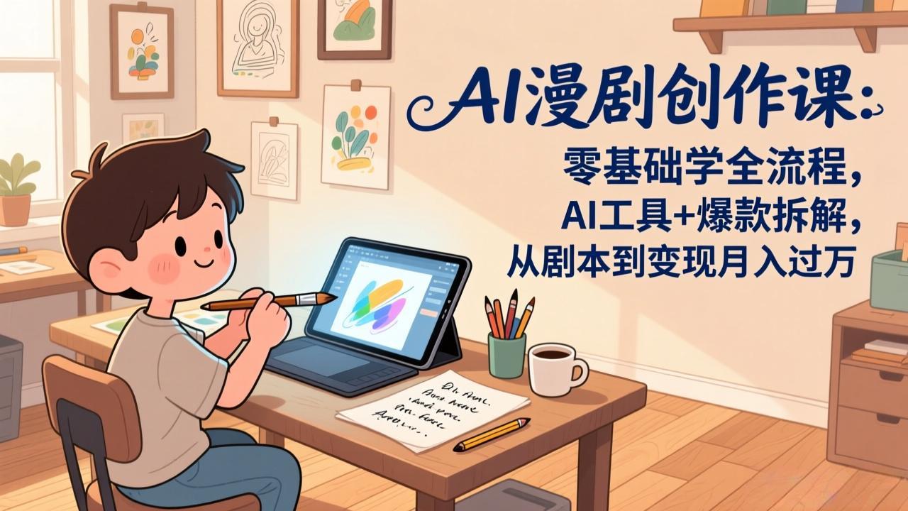 AI漫剧创作课:零基础学全流程,AI工具+爆款拆解,从剧本到变现月入过万-副业网