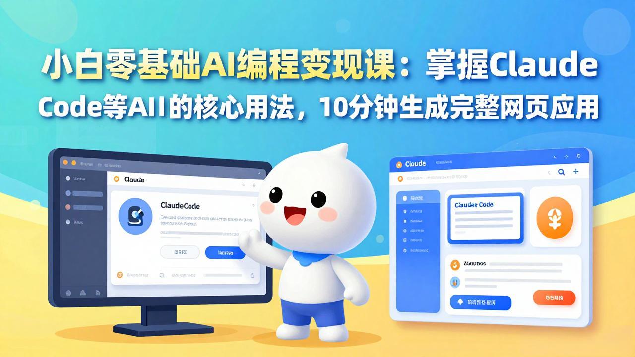 小白零基础AI编程变现课:掌握Claude Code等AI工具的核心用法,10分钟生成完整网页应用-副业网