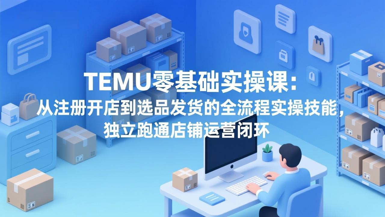 TEMU零基础实操课:从注册开店到选品发货的全流程实操技能,独立跑通店铺运营闭环-副业网