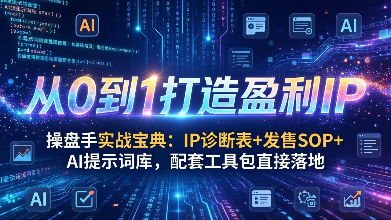 操盘手实战宝典:IP诊断表+发售SOP+AI提示词库,配套工具包直接落地,从0到1打造盈利IP-副业网