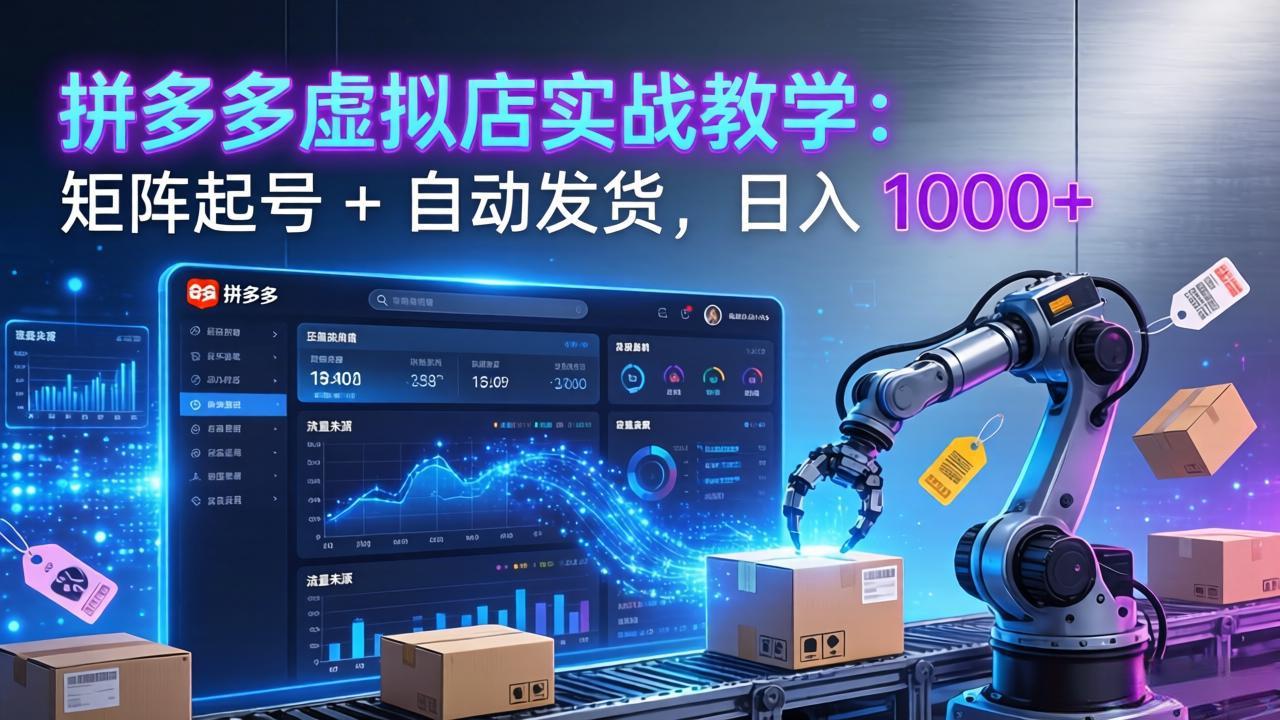 拼多多虚拟店实战教学:矩阵起号 + 自动发货,日入 1000+-副业网