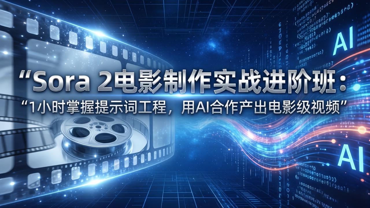 Sora 2电影制作实战进阶班:1小时掌握提示词工程,用AI合作产出电影级视频-副业网