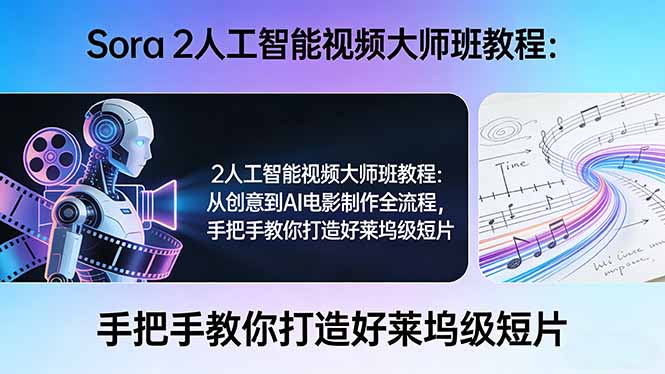 Sora 2人工智能视频大师班教程:从创意到AI电影制作全流程,手把手教你打造好莱坞级短片-副业网