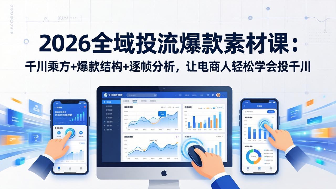2026全域投流爆款素材课:千川乘方+爆款结构+逐帧分析,让电商人轻松学会投千川-副业网