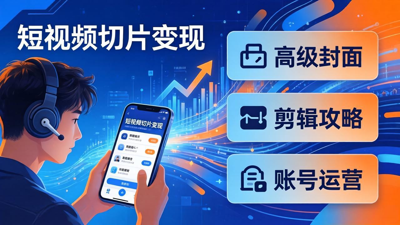 短视频切片变现速成班2.0:高级封面+剪辑攻略+账号运营,0基础小白快速入局副业-副业网