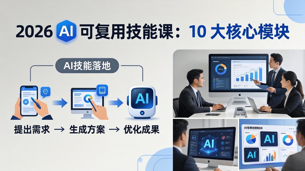 2026AI可复用技能-4月新课：10大核心模块，手把手教你把AI用进工作、产出成果-副业网