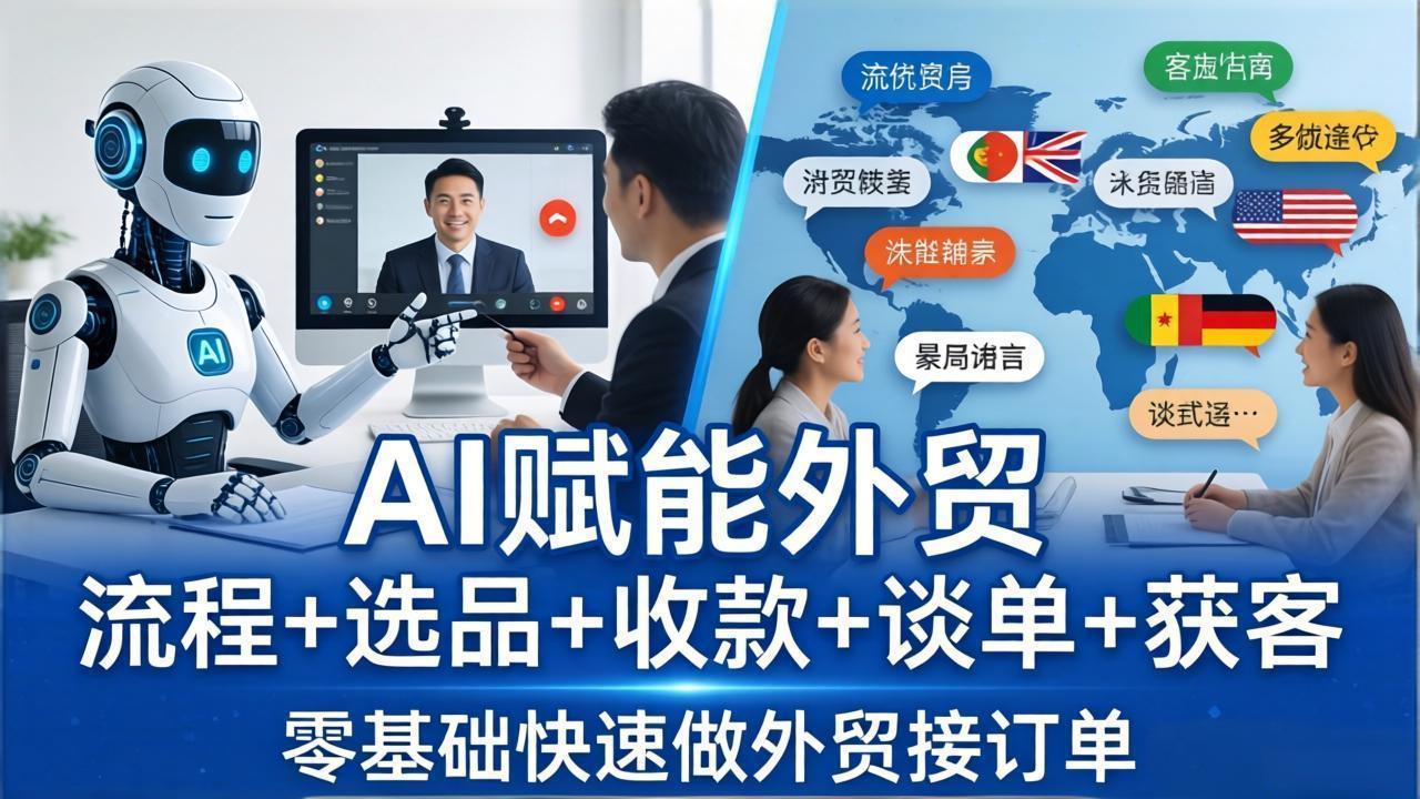 外贸+AI实战课：流程+选品+收款+谈单+获客，零基础快速做外贸接订单-副业网