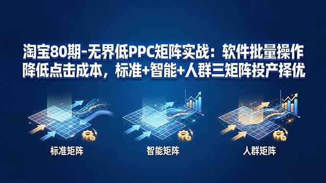 淘宝80期-无界低PPC矩阵实战:软件批量操作降低点击成本,标准+智能+人群三矩阵投产择优-副业网