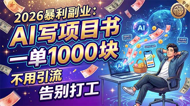 2026暴利副业：AI 写项目书，一单 1000 块，不用引流，告别打工-副业网