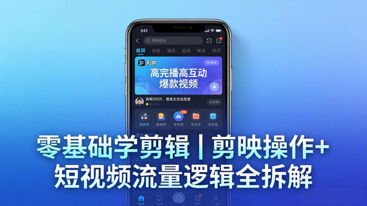 【零基础学剪辑】剪映操作+短视频流量逻辑全拆解|手把手教你剪出高完播高互动爆款视频-副业网