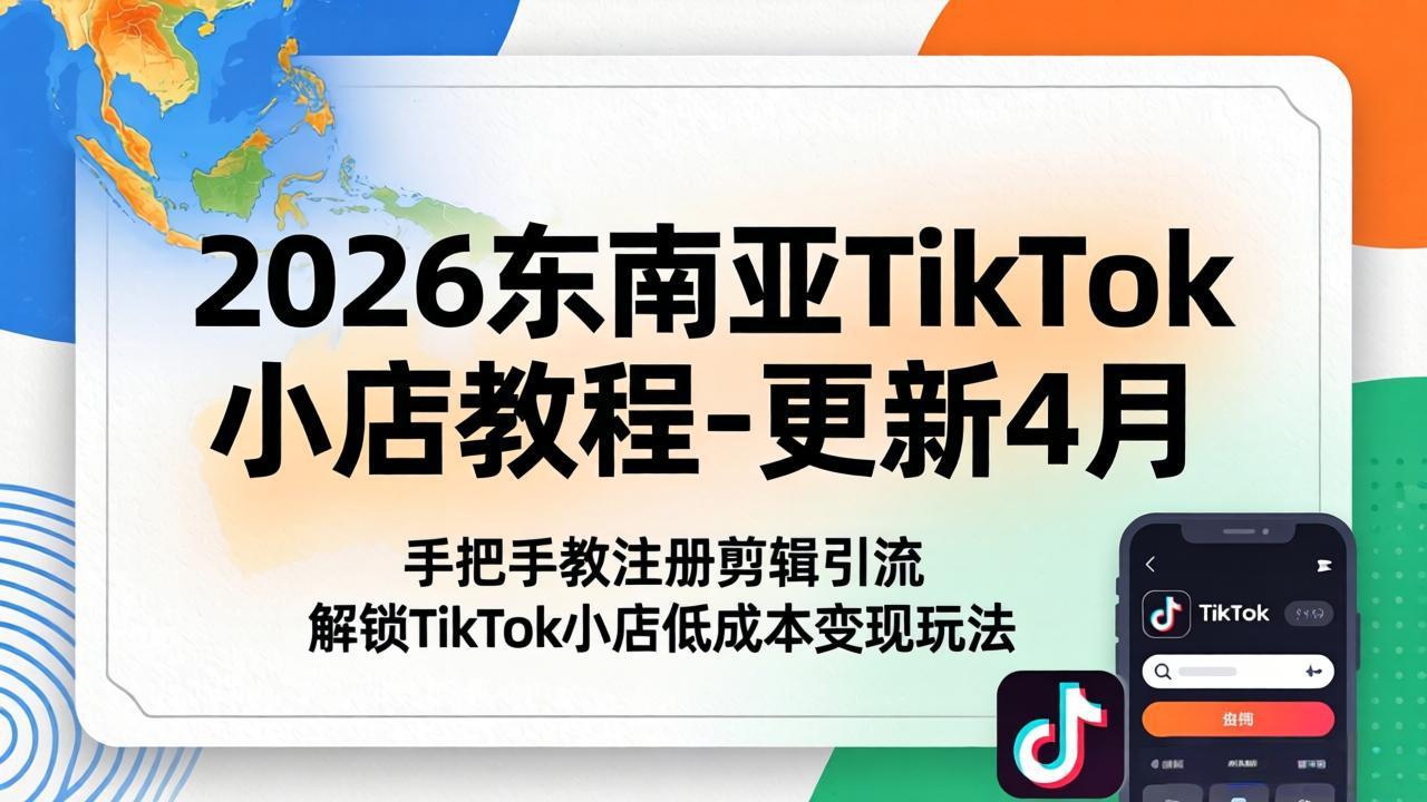 2026东南亚TikTok小店教程-更新4月,手把手教注册剪辑引流,解锁TikTok小店低成本变现玩法-副业网