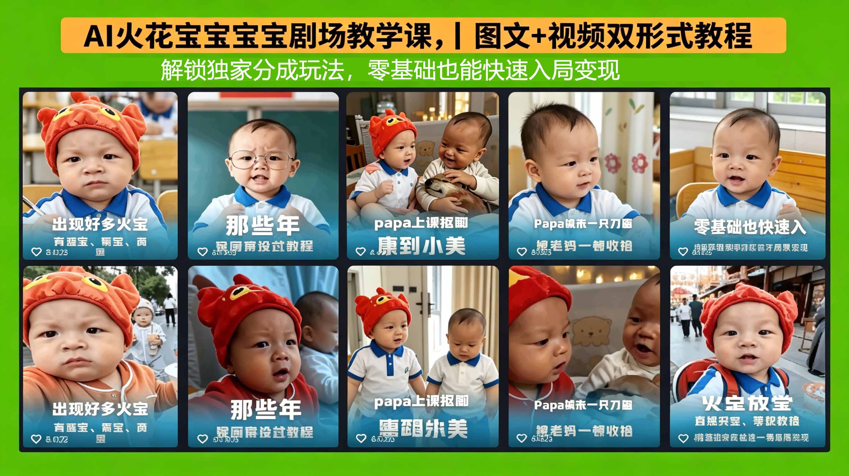 AI火花宝宝宝宝剧场教学课,图文+视频双形式教程,解锁独家分成玩法,零基础也能快速入局变现-副业网