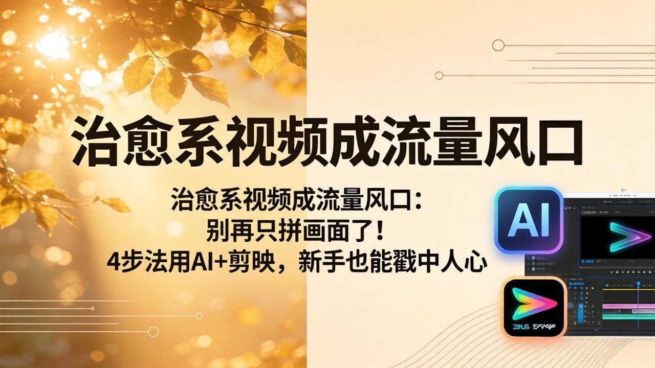 治愈系视频成流量风口:别再只拼画面了!4步法用AI+剪映,新手也能戳中人心-副业网