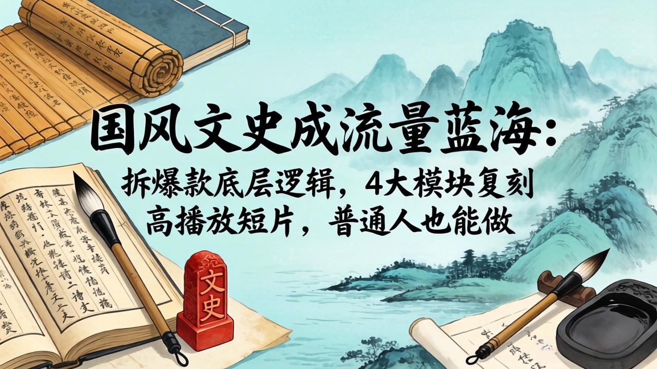 国风文史成流量蓝海：拆爆款底层逻辑，4大模块复刻高播放短片，普通人也能做-副业网