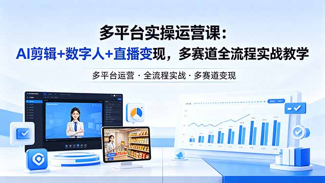 某团队多平台实操运营课-更新26年4月29:AI剪辑+数字人+直播变现,多赛道全流程实战教学-副业网