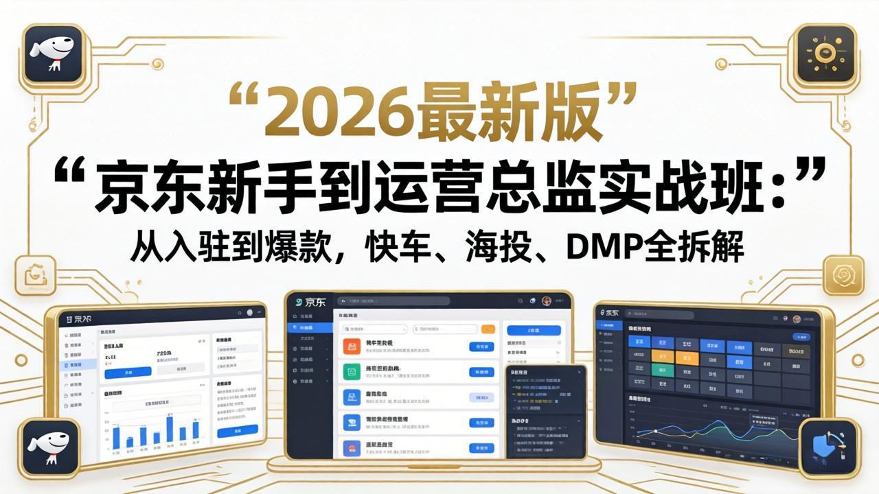京东新手到运营总监实战班：从入驻到爆款，快车、海投、DMP全拆解，2026最新版-副业网