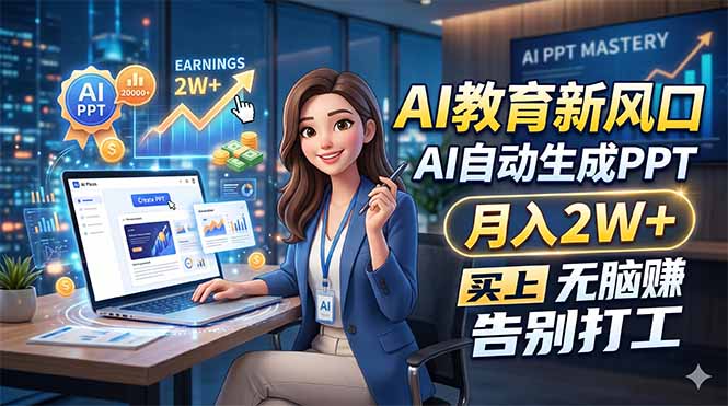 AI教育新风口，AI自动生成PPT，月入2W+，无脑赚，告别打工-副业网