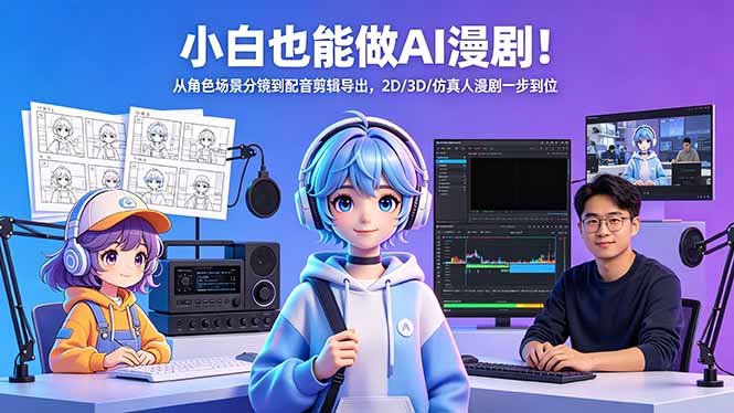 小白也能做AI漫剧！从角色场景分镜到配音剪辑导出，2D/3D/仿真人漫剧一步到位-副业网