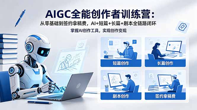 AIGC全能创作者训练营:从零基础到签约拿稿费,AI+短篇+长篇+剧本全链路闭环-副业网