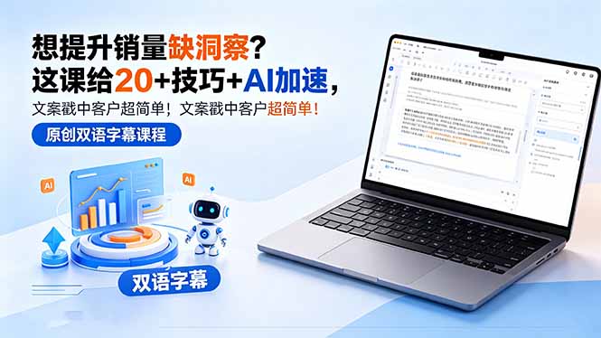 想提升销量缺洞察?这课给 20 + 技巧 + AI 加速,文案戳中客户超简单!【原创双语字幕】-副业网