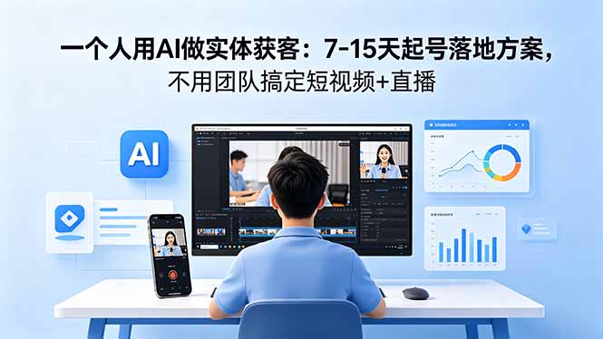 一个人用AI做实体获客：7-15天起号落地方案，不用团队搞定短视频+直播-副业网