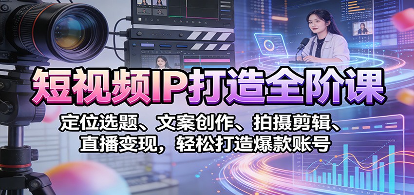 短视频IP打造全阶课：定位选题、文案创作、拍摄剪辑、直播变现，轻松打造爆款账号-副业网