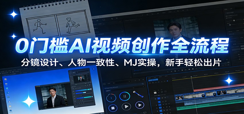0门槛AI视频创作全流程：分镜设计、人物一致性、MJ实操，新手轻松出片-副业网