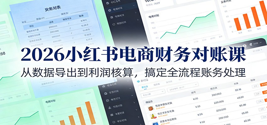 2026小红书电商财务对账课：从数据导出到利润核算，搞定全流程账务处理-副业网