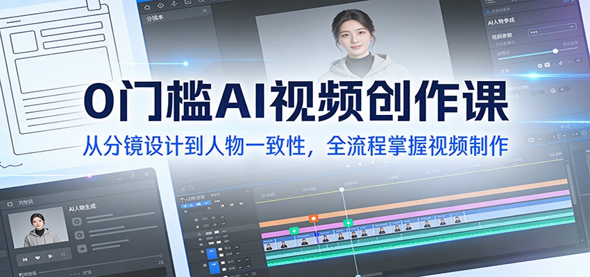 0门槛AI视频创作课:从分镜设计到人物一致性,全流程掌握视频制作-副业网