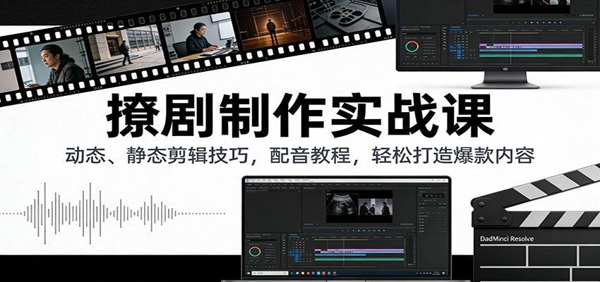 撩剧制作实战课:动态、静态剪辑技巧,配音教程,轻松打造爆款内容-副业网