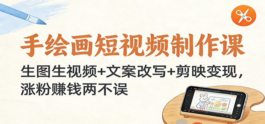 手绘画短视频制作课:生图生视频+文案改写+剪映变现,涨粉赚钱两不误-副业网