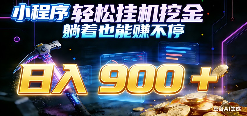 小程序挂机挖金，自动赚金币换现金，多号并行日入900+，轻松搞副业-副业网