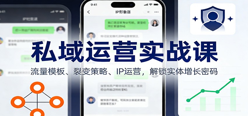 私域运营实战课：流量模板、裂变策略、 IP运营，解锁实体增长密码-副业网